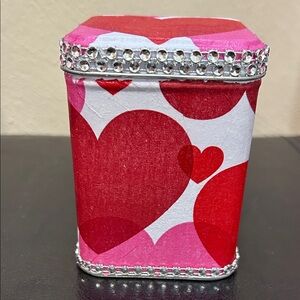 Heart Motif Decorative Box with Rhinestone Trim